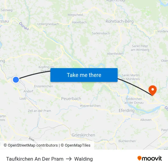 Taufkirchen An Der Pram to Walding map