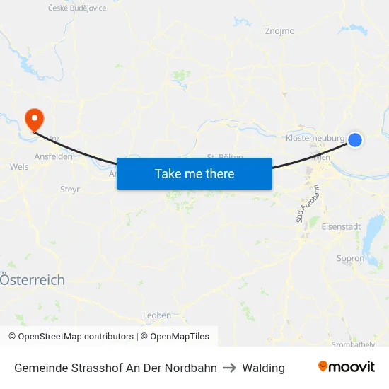 Gemeinde Strasshof An Der Nordbahn to Walding map