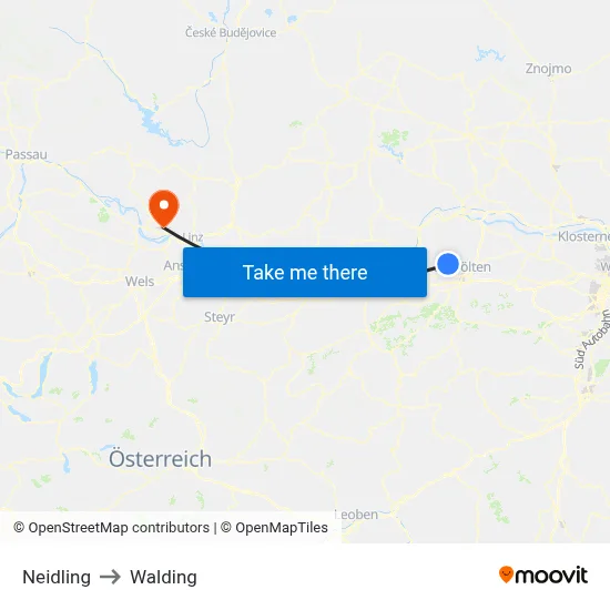 Neidling to Walding map