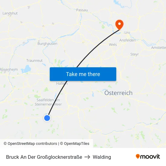 Bruck An Der Großglocknerstraße to Walding map