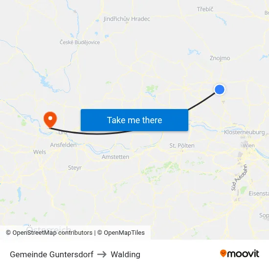 Gemeinde Guntersdorf to Walding map