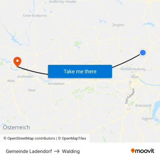 Gemeinde Ladendorf to Walding map