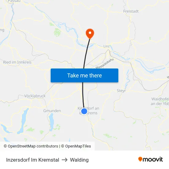 Inzersdorf Im Kremstal to Walding map