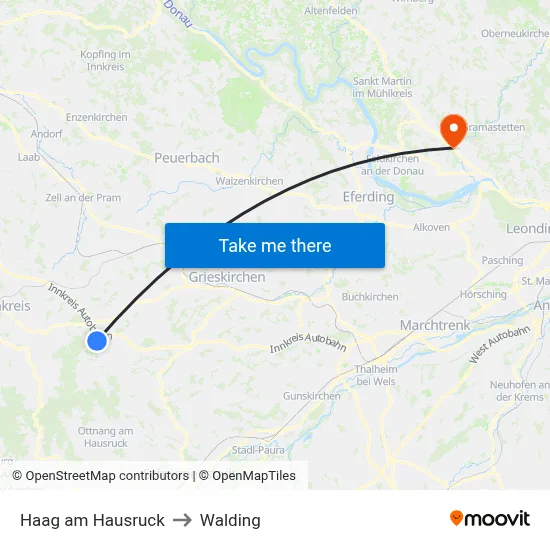 Haag am Hausruck to Walding map