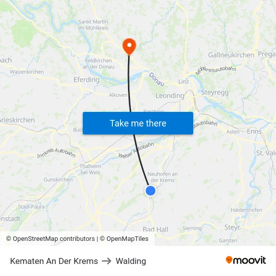 Kematen An Der Krems to Walding map