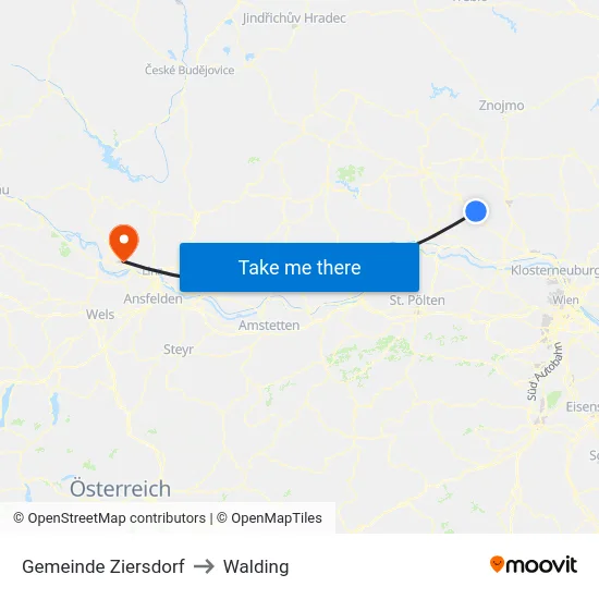 Gemeinde Ziersdorf to Walding map