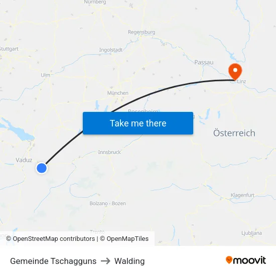 Gemeinde Tschagguns to Walding map