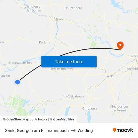 Sankt Georgen am Fillmannsbach to Walding map