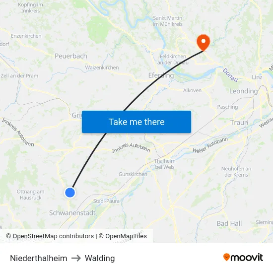 Niederthalheim to Walding map