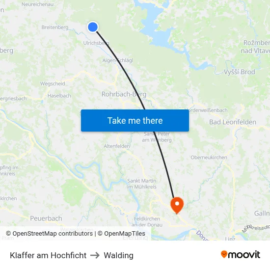 Klaffer am Hochficht to Walding map