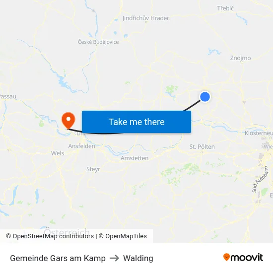 Gemeinde Gars am Kamp to Walding map