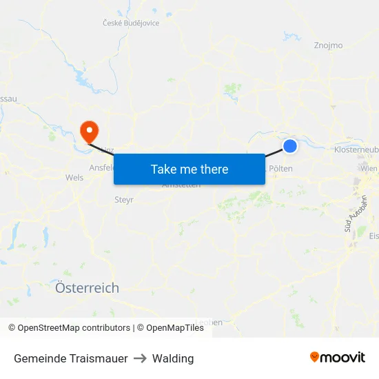 Gemeinde Traismauer to Walding map
