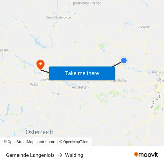 Gemeinde Langenlois to Walding map