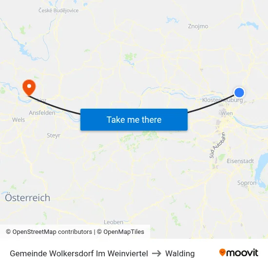 Gemeinde Wolkersdorf Im Weinviertel to Walding map