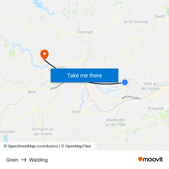 Grein to Walding map