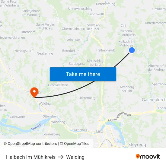 Haibach Im Mühlkreis to Walding map