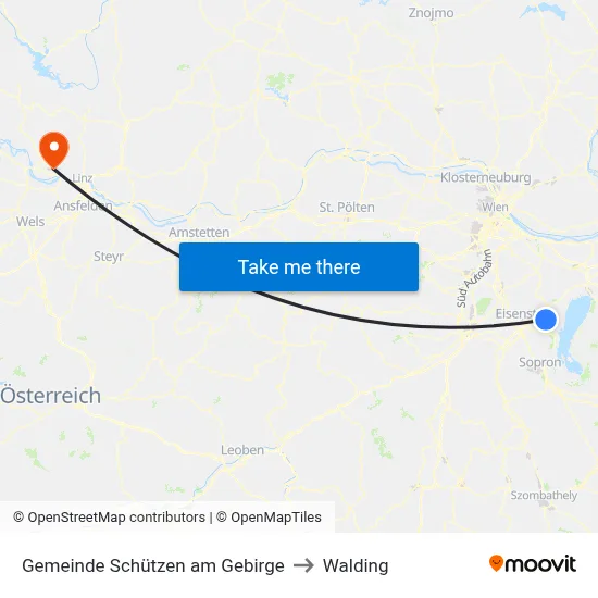 Gemeinde Schützen am Gebirge to Walding map