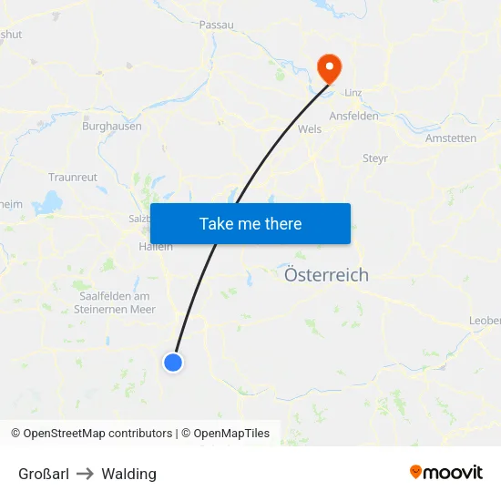 Großarl to Walding map