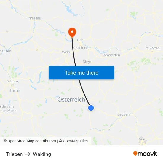Trieben to Walding map