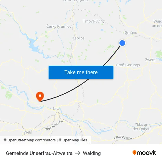 Gemeinde Unserfrau-Altweitra to Walding map