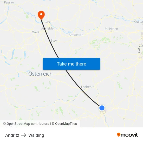 Andritz to Walding map
