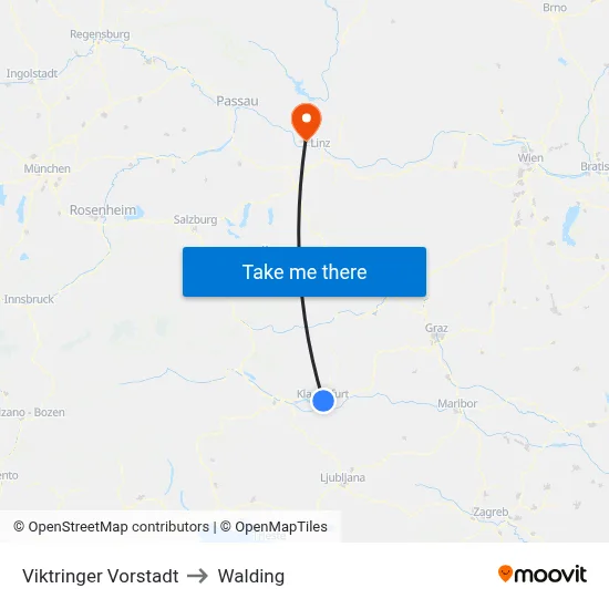Viktringer Vorstadt to Walding map