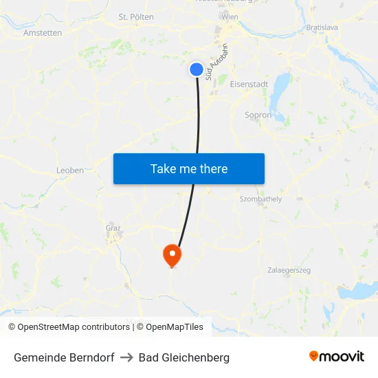 Gemeinde Berndorf to Bad Gleichenberg map