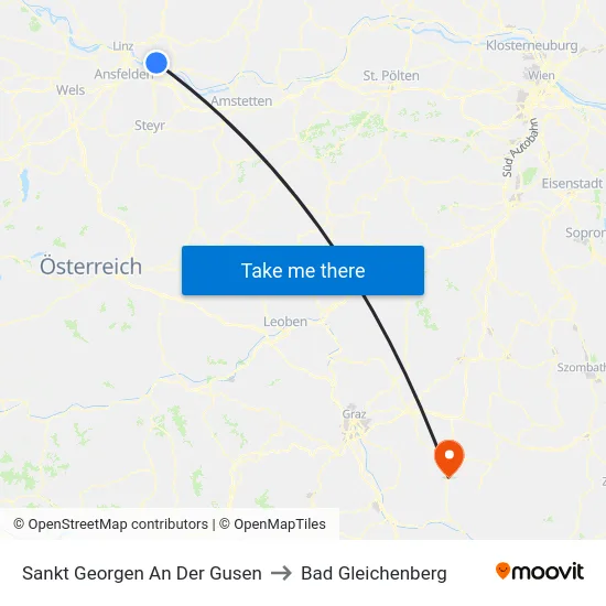Sankt Georgen An Der Gusen to Bad Gleichenberg map