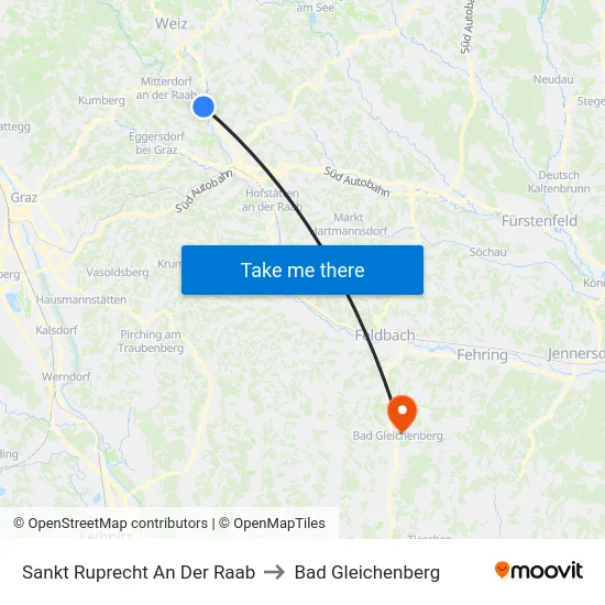Sankt Ruprecht An Der Raab to Bad Gleichenberg map
