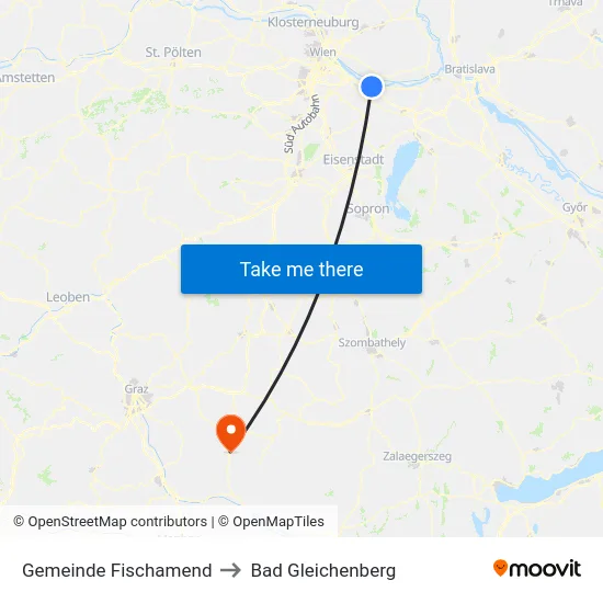 Gemeinde Fischamend to Bad Gleichenberg map