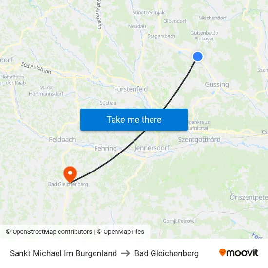 Sankt Michael Im Burgenland to Bad Gleichenberg map