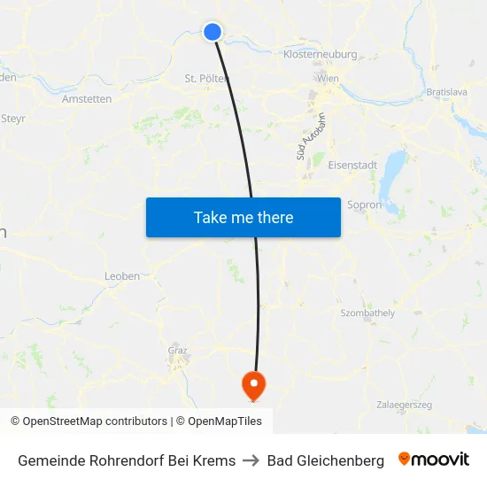 Gemeinde Rohrendorf Bei Krems to Bad Gleichenberg map