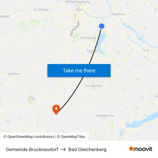 Gemeinde Bruckneudorf to Bad Gleichenberg map