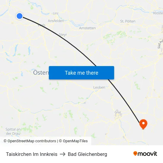 Taiskirchen Im Innkreis to Bad Gleichenberg map