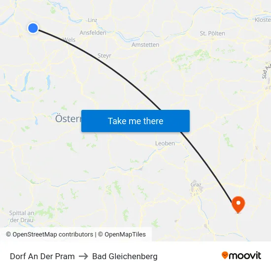 Dorf An Der Pram to Bad Gleichenberg map