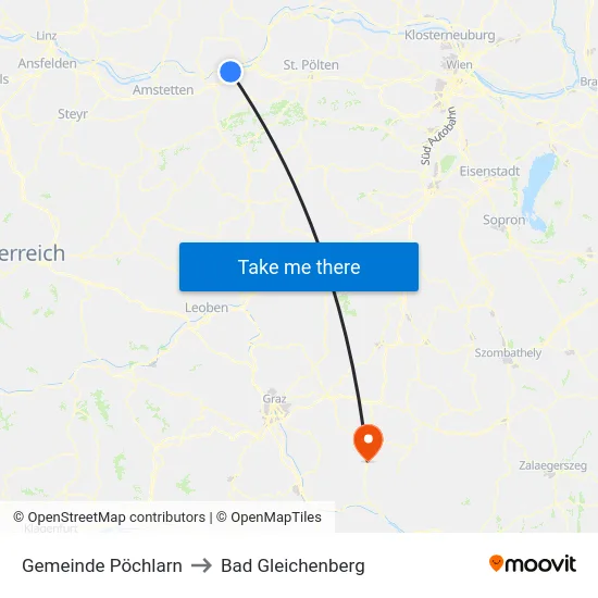 Gemeinde Pöchlarn to Bad Gleichenberg map