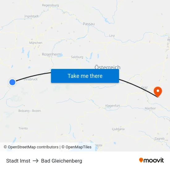 Stadt Imst to Bad Gleichenberg map