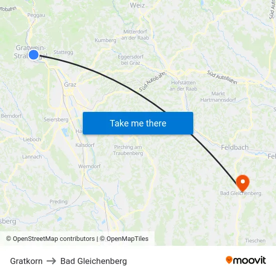 Gratkorn to Bad Gleichenberg map
