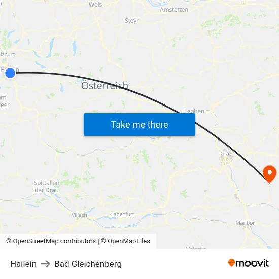 Hallein to Bad Gleichenberg map
