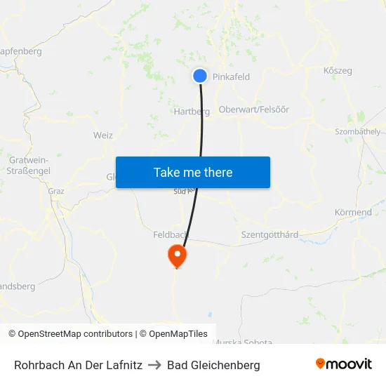 Rohrbach An Der Lafnitz to Bad Gleichenberg map