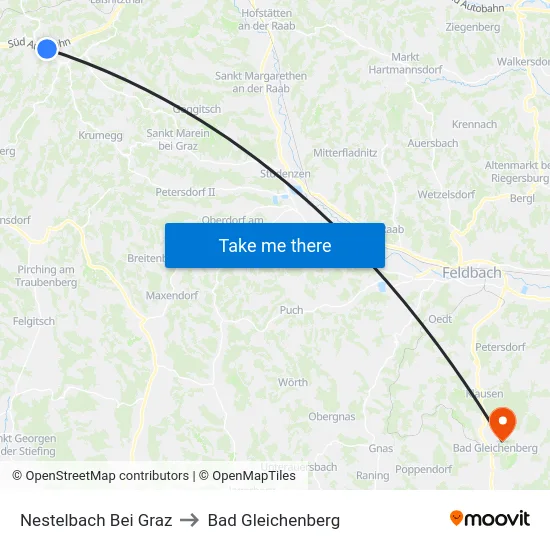 Nestelbach Bei Graz to Bad Gleichenberg map