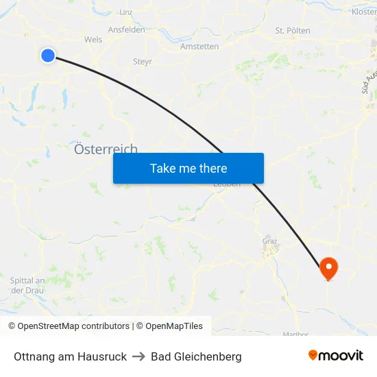 Ottnang am Hausruck to Bad Gleichenberg map