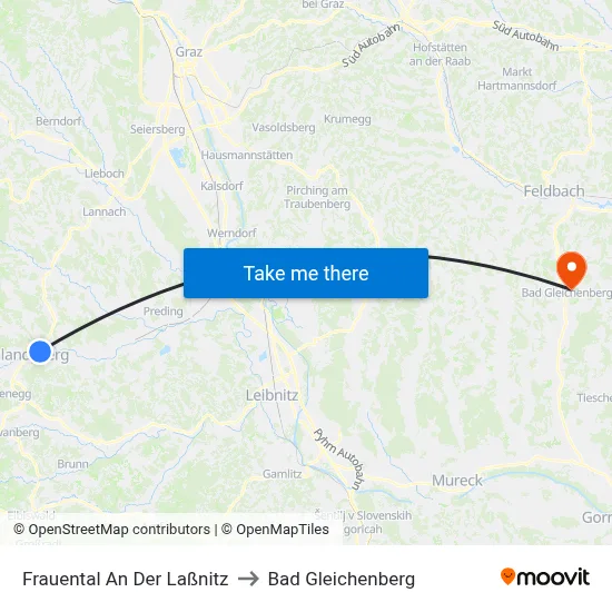 Frauental An Der Laßnitz to Bad Gleichenberg map
