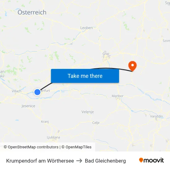 Krumpendorf am Wörthersee to Bad Gleichenberg map