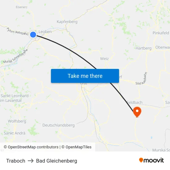 Traboch to Bad Gleichenberg map