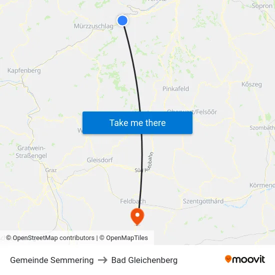Gemeinde Semmering to Bad Gleichenberg map
