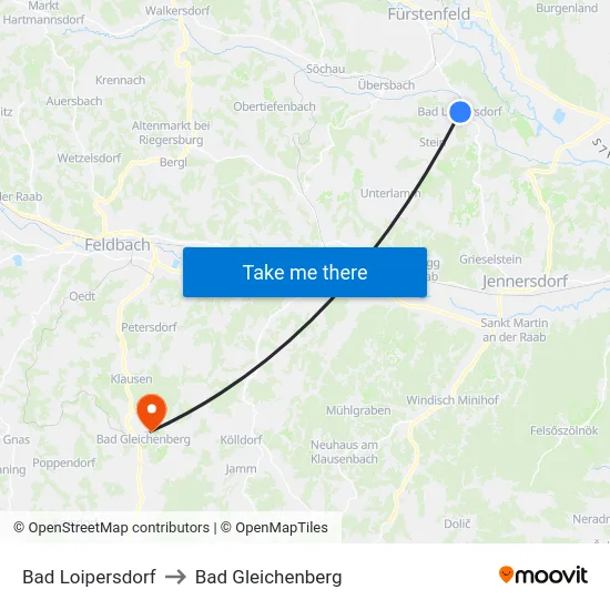 Bad Loipersdorf to Bad Gleichenberg map
