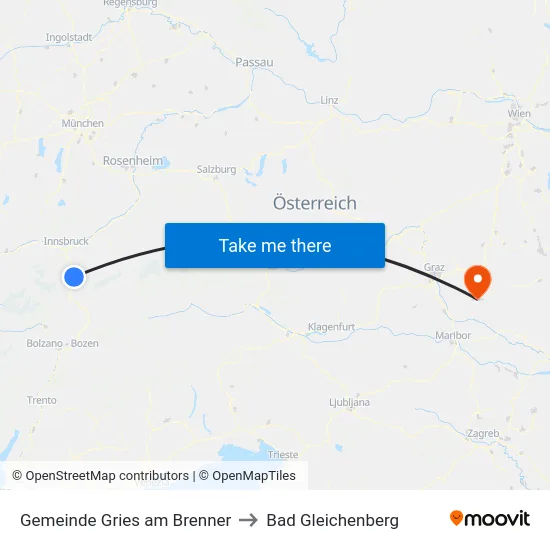 Gemeinde Gries am Brenner to Bad Gleichenberg map