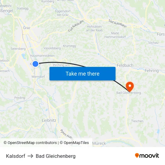 Kalsdorf to Bad Gleichenberg map