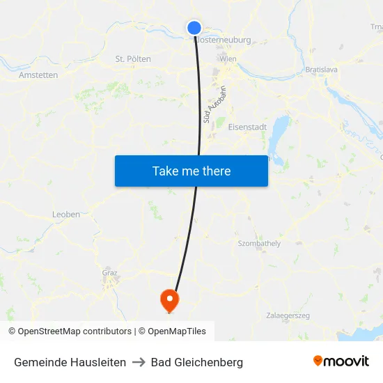 Gemeinde Hausleiten to Bad Gleichenberg map